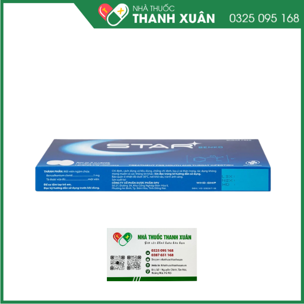 Viên ngậm Star Benko 1mg trị nhiễm khuẩn đường miệng, họng